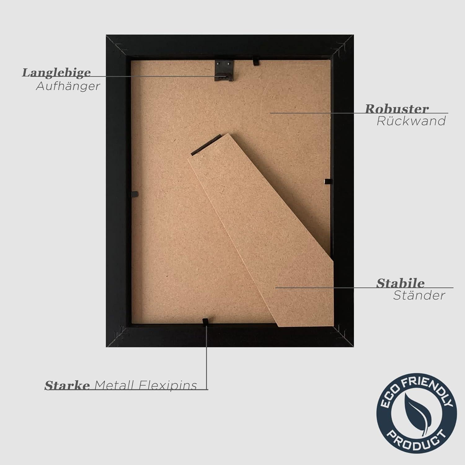 Schwarze Bilderrahmen 15x20cm Holz Fotorahmen Set 3er Schwarz