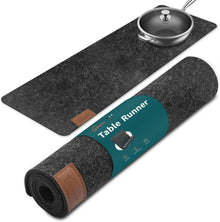 Tischläufer Filz Modern Tischdeko Abwaschbar Leder Label 100x30cm