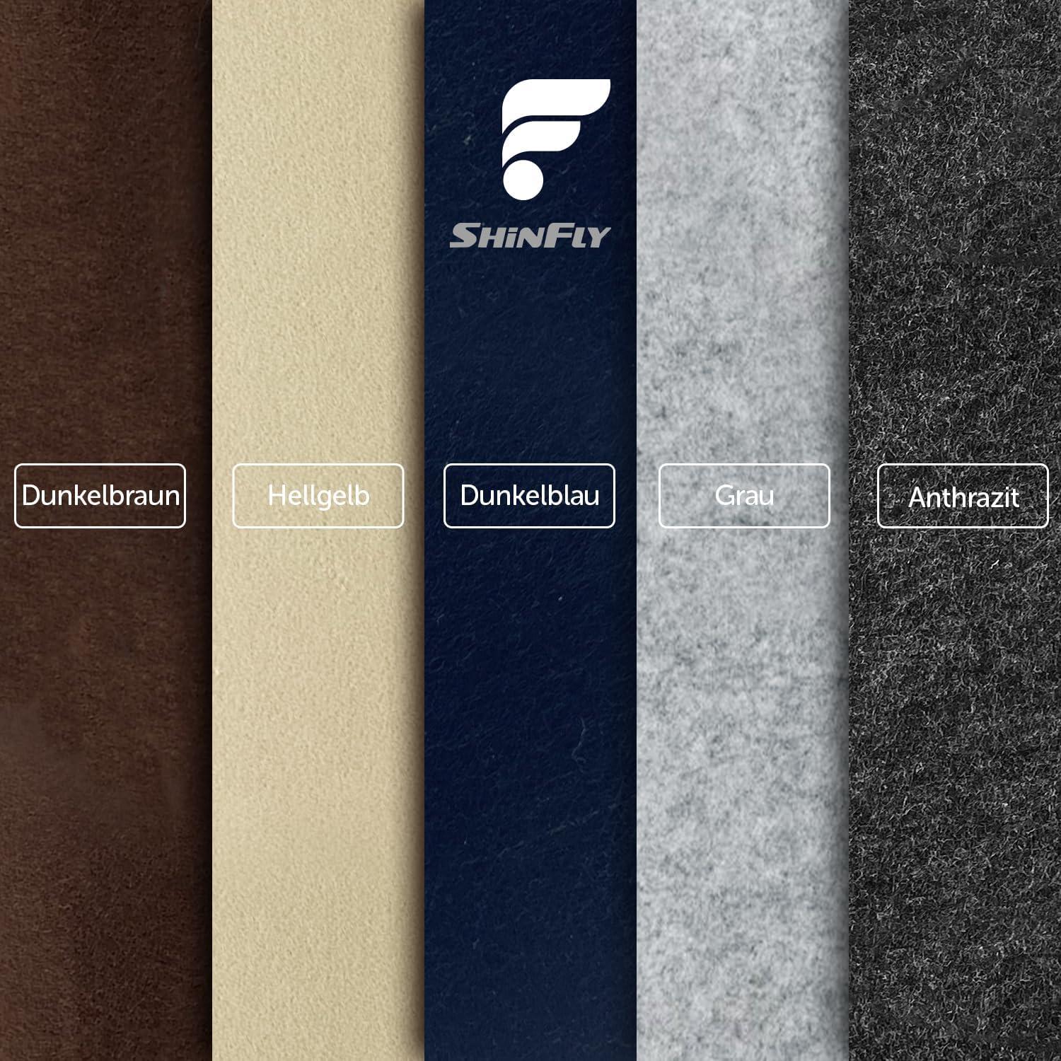 Filz Tischläufer 100x30cm Modern Anthrazit Abwaschbar Leder Label