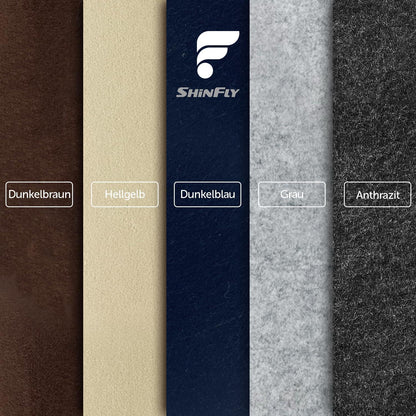 Filz Tischläufer 100x30cm Modern Anthrazit Abwaschbar Leder Label