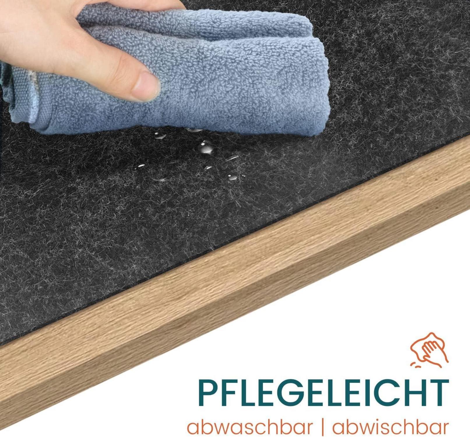 Shinfly Tischläufer Filz 100x30cm Modern Anthrazit mit Leder Label