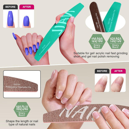 Nagelfeilen Set für Gelnägel, Acrylnägel, Naturnägel - 9-teilig