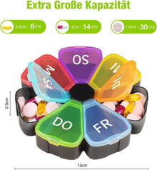 Pillendose 7 Tage, Tablettenbox mit Großen Fächern, BPA-frei