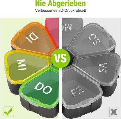 Pillendose 7 Tage Tablettenbox mit Großen Fächern für Unterwegs