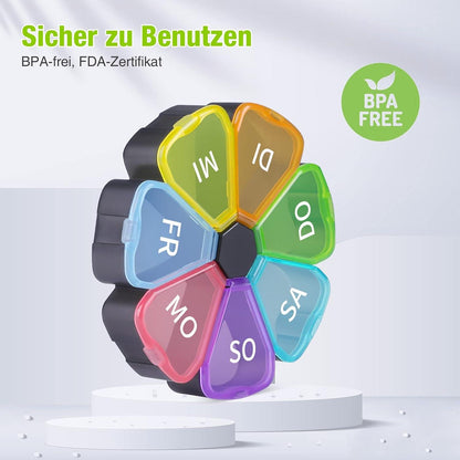 Tablettenbox 7 Tage Medikamentenbox mit großen Fächern für unterwegs