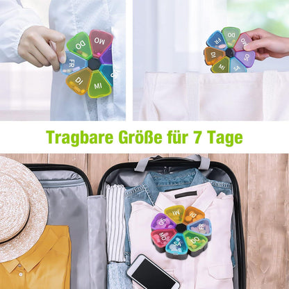 Tablettenbox 7 Tage Große Fächer Medikamentenbox für Unterwegs