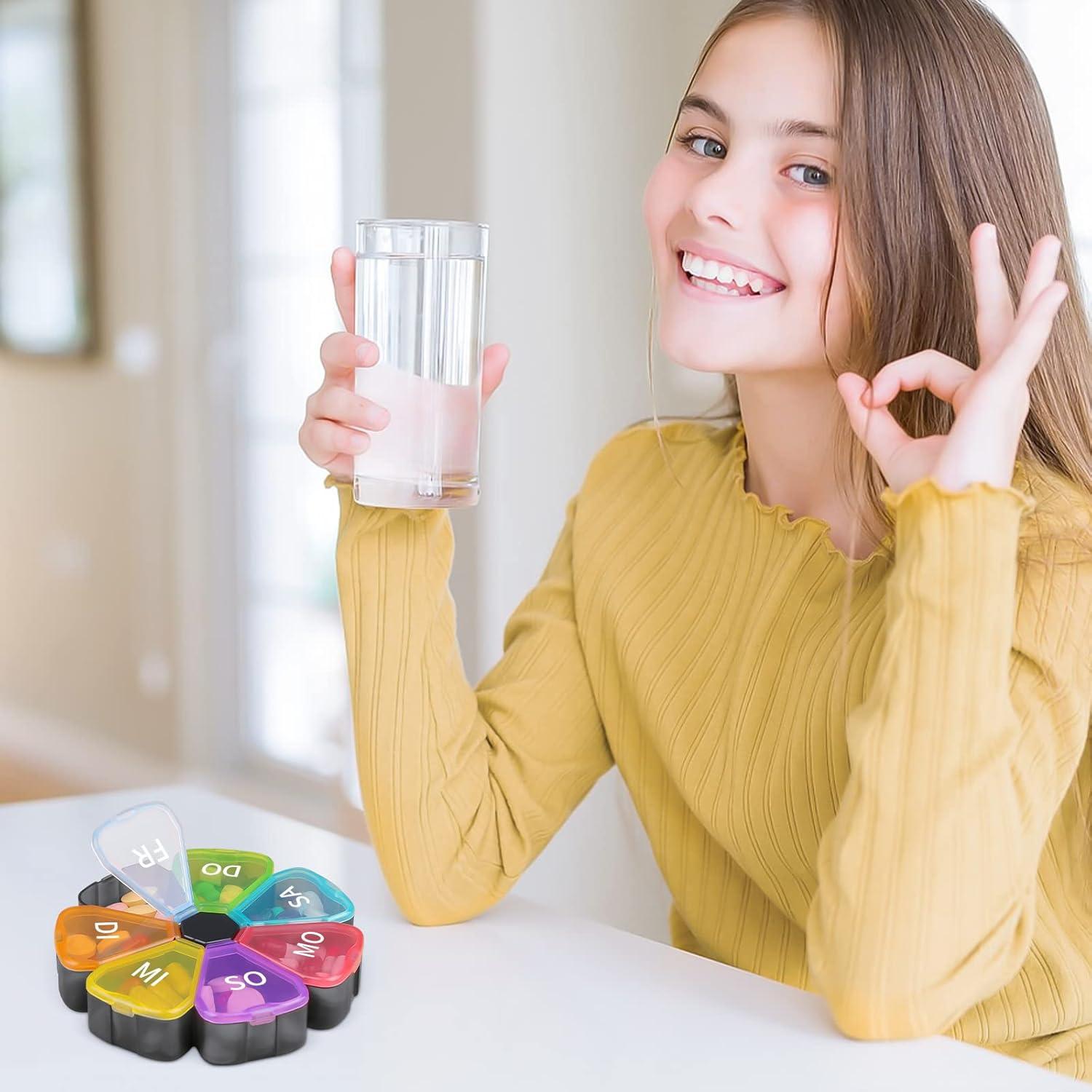 Tablettenbox 7 Tage Medikamentenbox mit großen Fächern für unterwegs