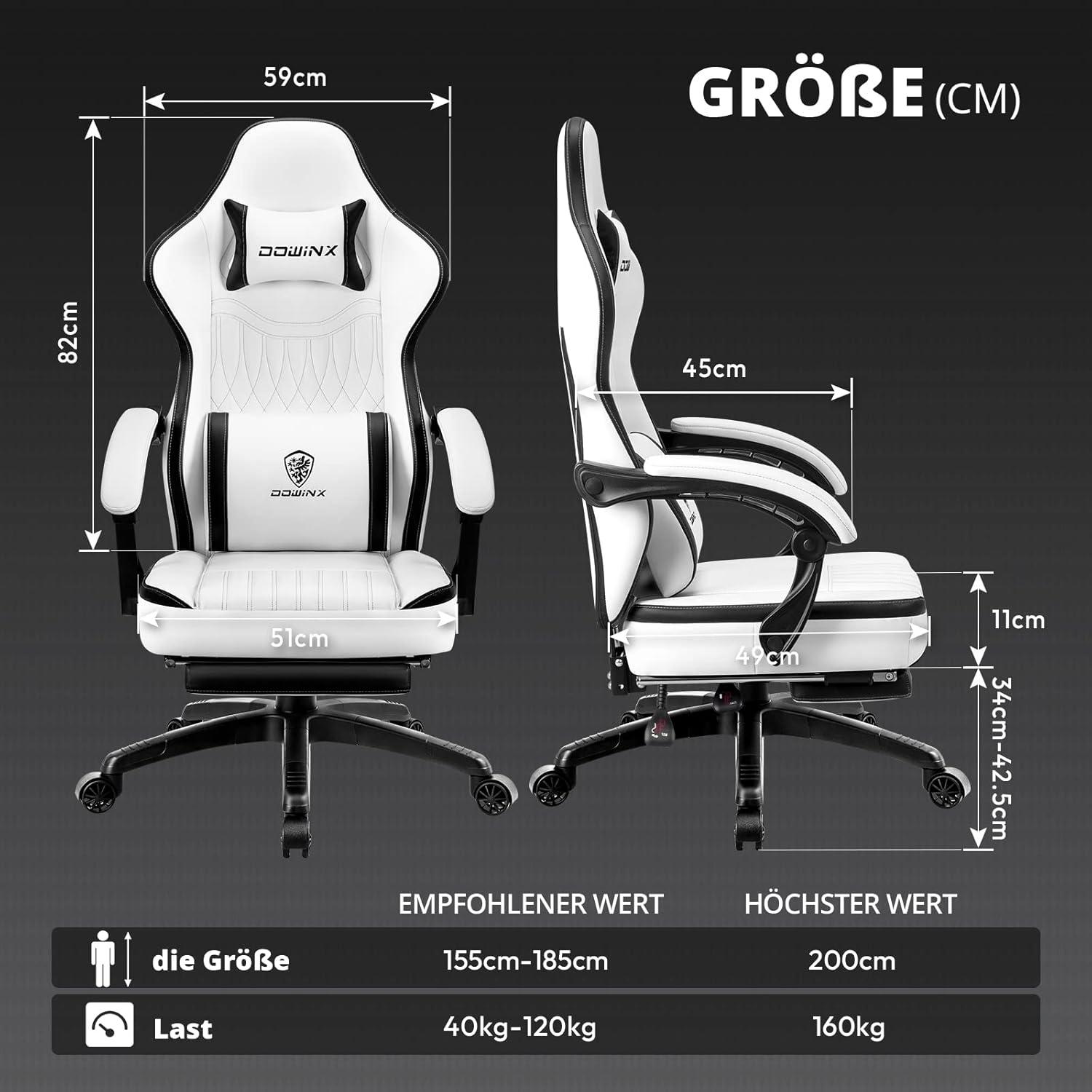 Ergonomischer Gaming Stuhl mit Massage und Lendenstütze