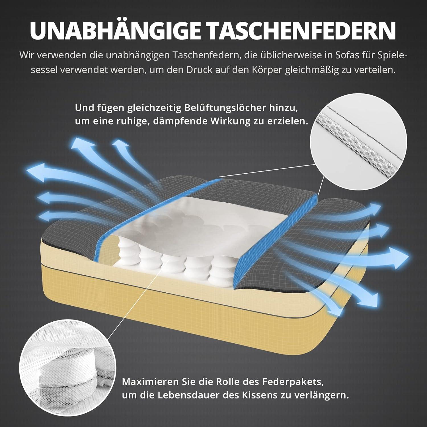 Gaming Stuhl mit Massage und Lendenstütze Schwarz Weiß Ergonomisch