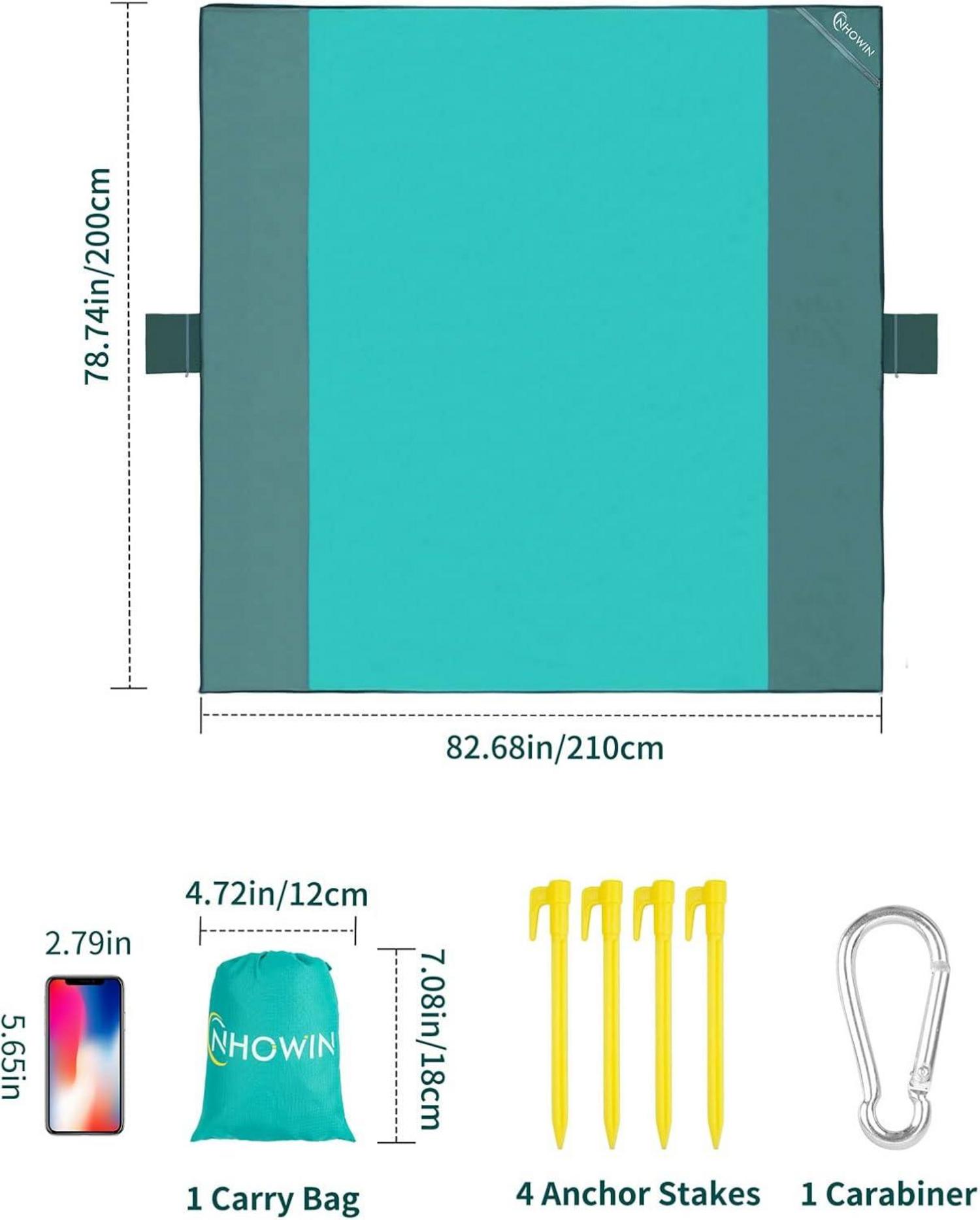 Stranddecke Wasserdicht Sandfrei 210x200cm Tragbar für Strand Campen Picknick