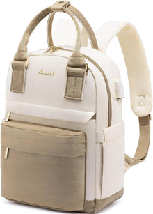 Damen Rucksack Klein Wasserdicht USB Ladeanschluss Elegant Beige