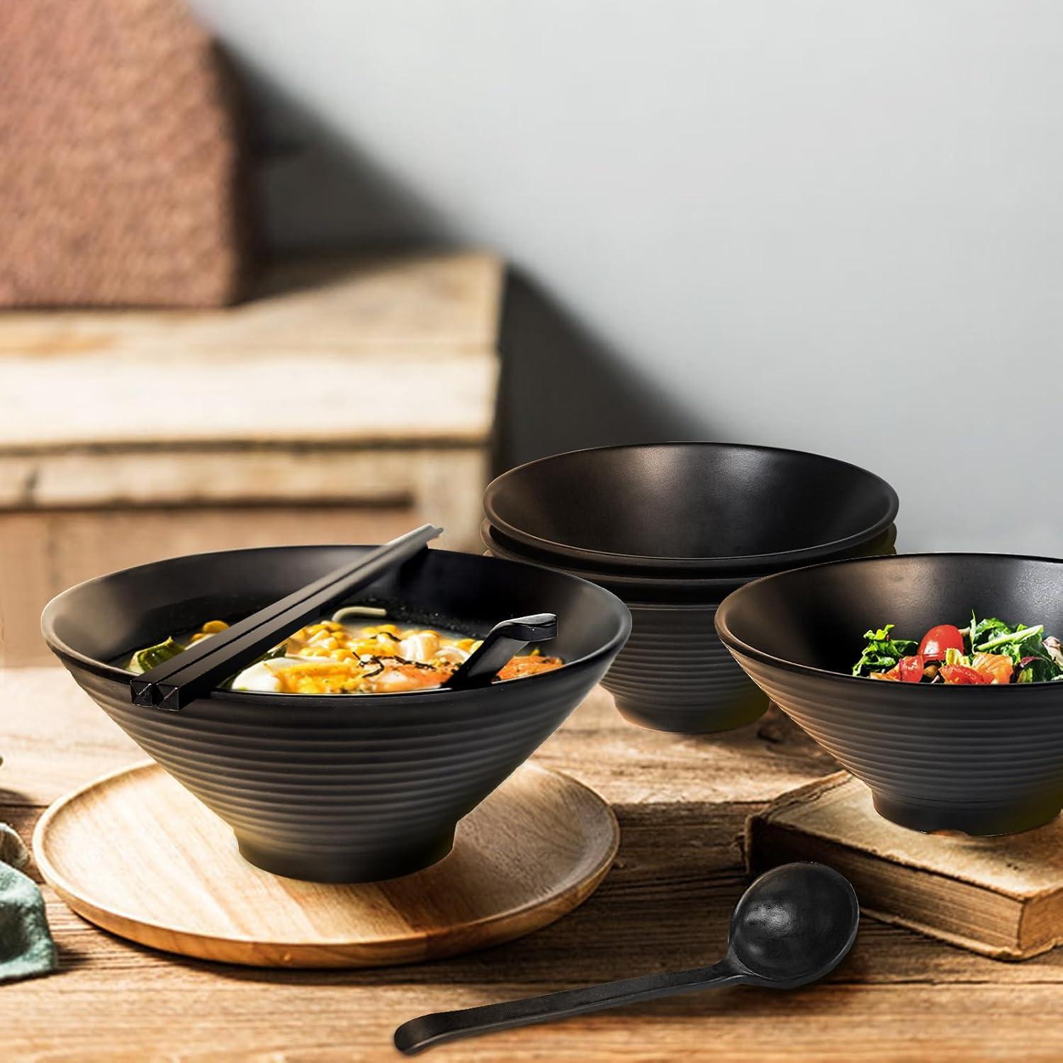 Greentainer Ramen Schüssel Set 40 OZ Suppenschüsseln Schwarz