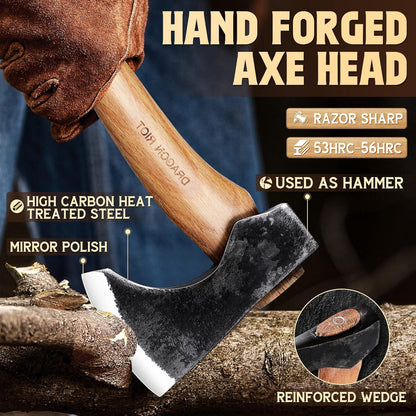 Handbeil Axt Survival mit Scheide 33cm - Robuste Outdoor Axt Wikinger