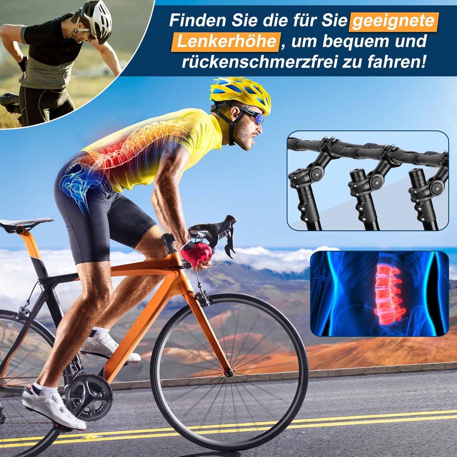 Toptrek Lenkererhöhung Fahrrad Aluminium 28,6 mm 12 × 2,86 cm Schwarz