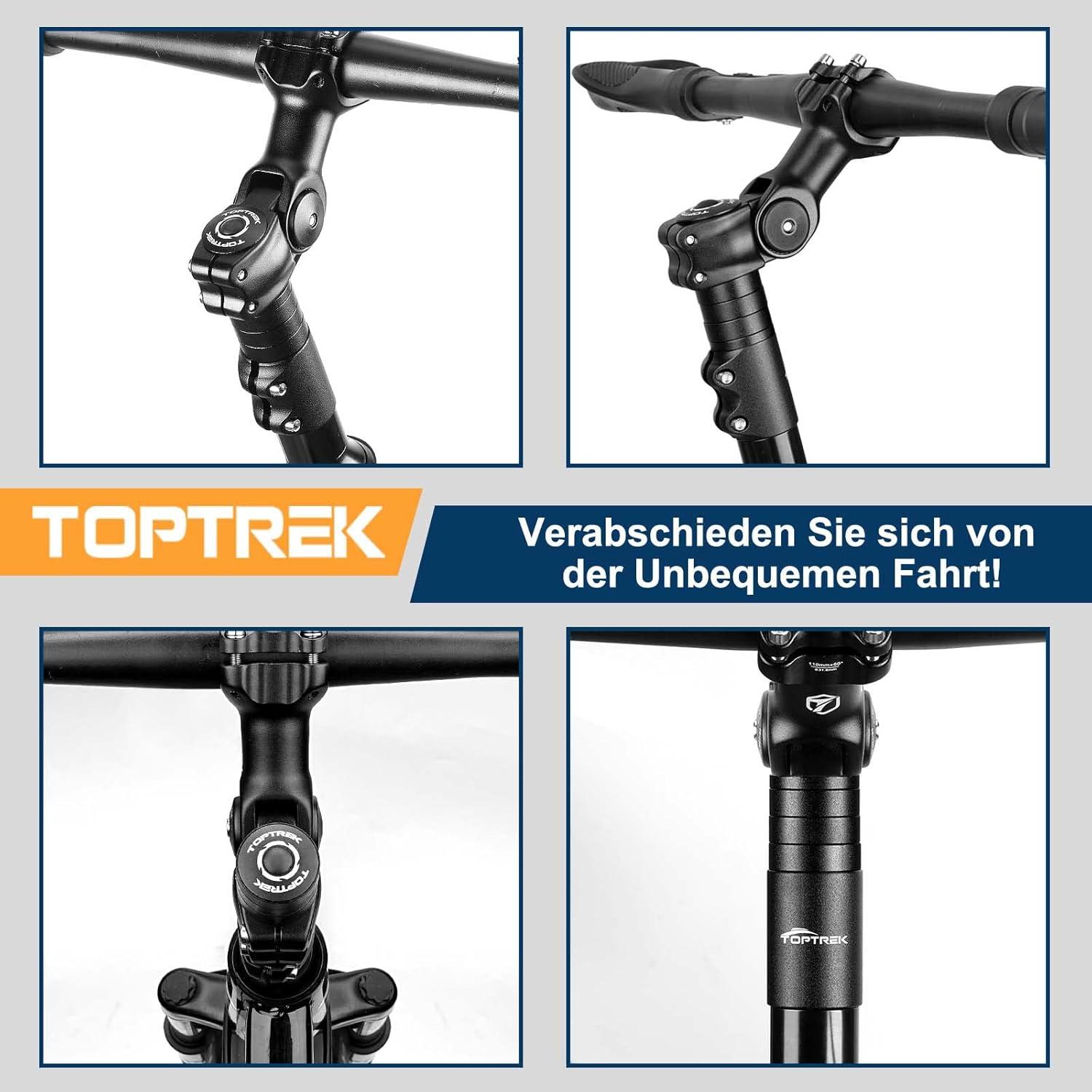 Toptrek Fahrrad Lenkererhöhung Vorbau 28,6mm 12x2,86cm Alu Schwarz