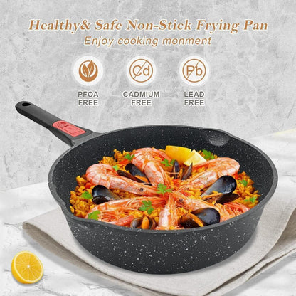 Bobikuke Pfanne 28cm mit Deckel Antihaft Induktion Geeignet