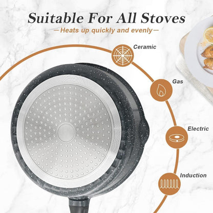 Bobikuke Pfanne 28cm mit Deckel Antihaft Induktion Geeignet