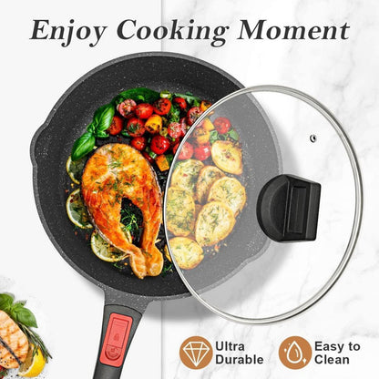 Bobikuke Pfanne 28cm mit Deckel Antihaft Induktion Geeignet