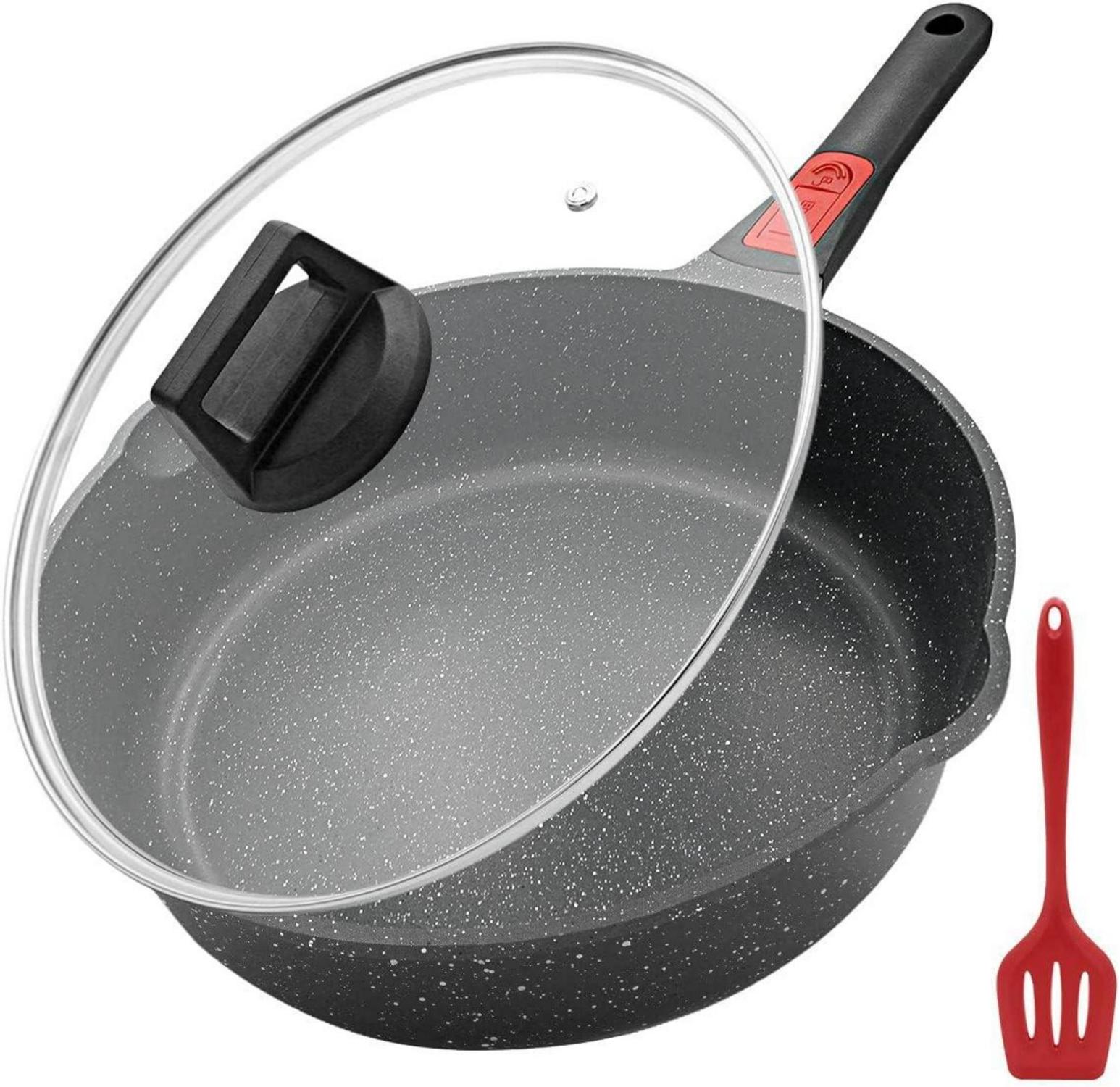 Bobikuke 28cm Pfanne mit Deckel Antihaft Beschichtet und Abnehmbarer