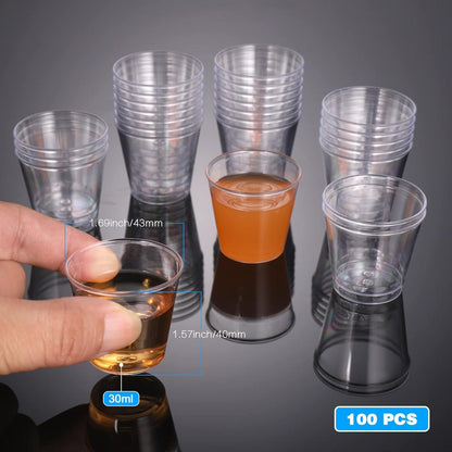 50er Pack Plastik Schnapsgläser 30ml Shotgläser PS Material - Wiederverwendbar