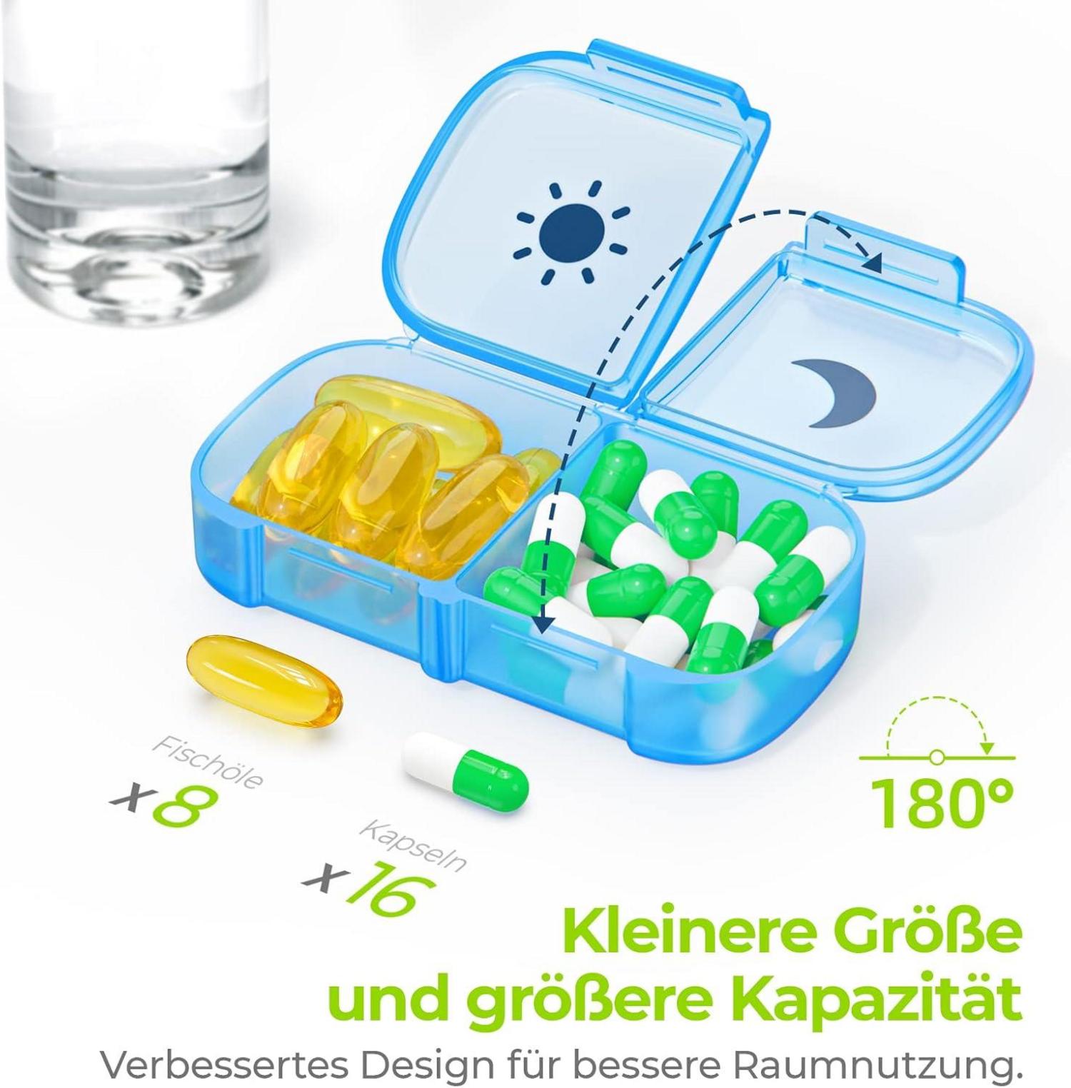 AUVON Tablettenbox 7 Tage Pillendose 2 Fächer