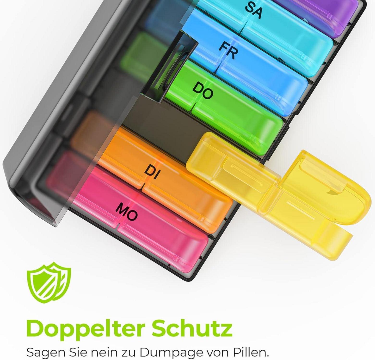 AUVON Tablettenbox 7 Tage Pillendose 2 Fächer handlich