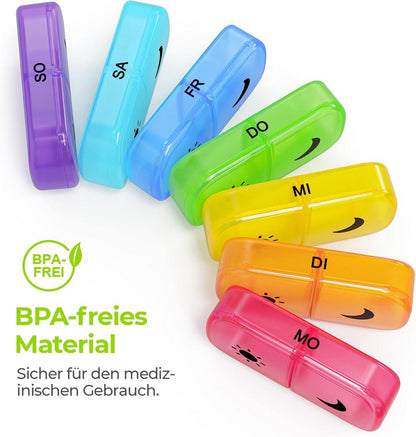 Tablettenbox 7 Tage Morgens Abends 2 Fächer handlich feuchtigkeitsbeständig