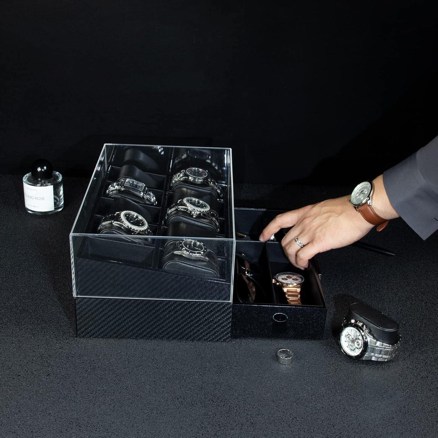 KAMIER Uhrenbox Herren 10 Fächer Echtholz Uhrenkoffer