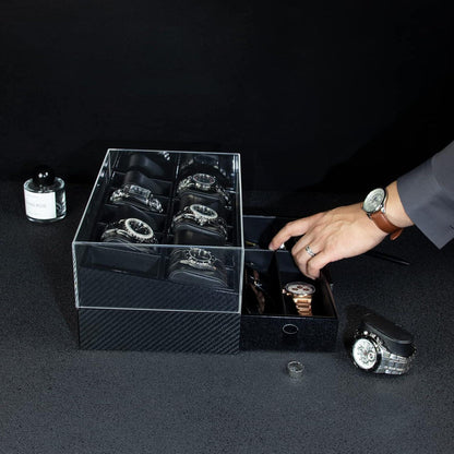 KAMIER Uhrenbox Herren 10 Fächer Echtholz Uhrenkoffer