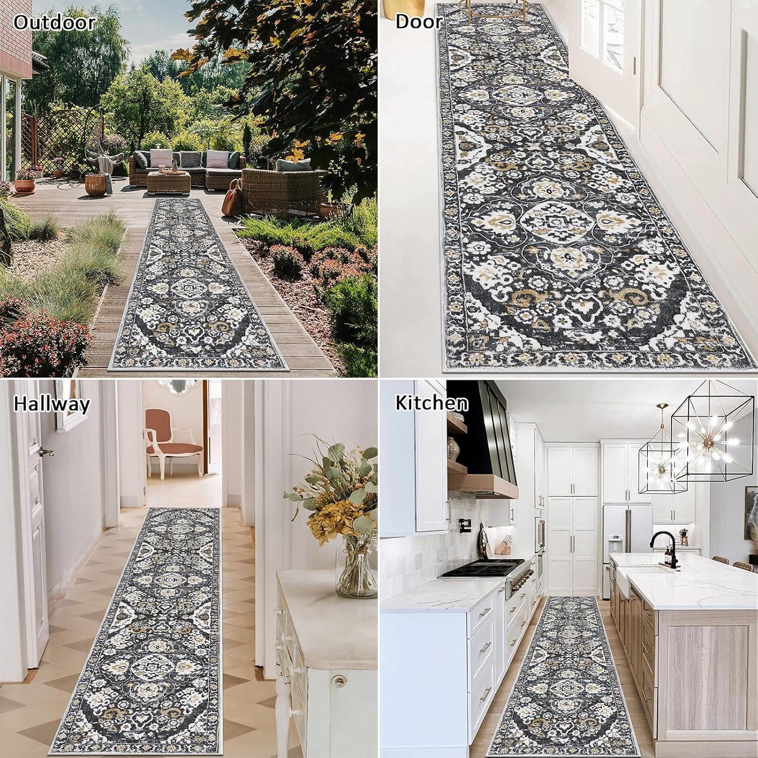 Enyhom Teppich Läufer Flur 60x240cm Weich Rutschfest Vintage Waschbar