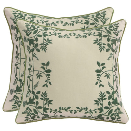 Bestickte Kissenbezüge 45x45cm - Grüne Blätter & Blumenmuster