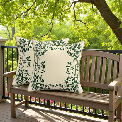Bestickte Kissenbezüge 45x45cm - Grüne Blätter & Blumenmuster