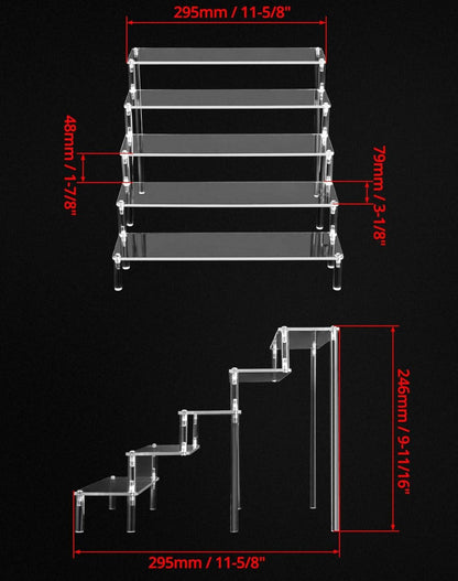 5-Stufig Acryl Display Ständer Transparent Display Regal 30x32x25cm