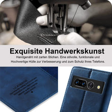 Google Pixel 7 Pro Hülle Leder Flip Wallet Schutzhülle Blau
