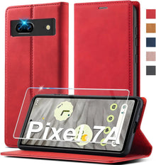 Handyhülle für Google Pixel 7 Pro Leder Wallet Stoßfest Rot