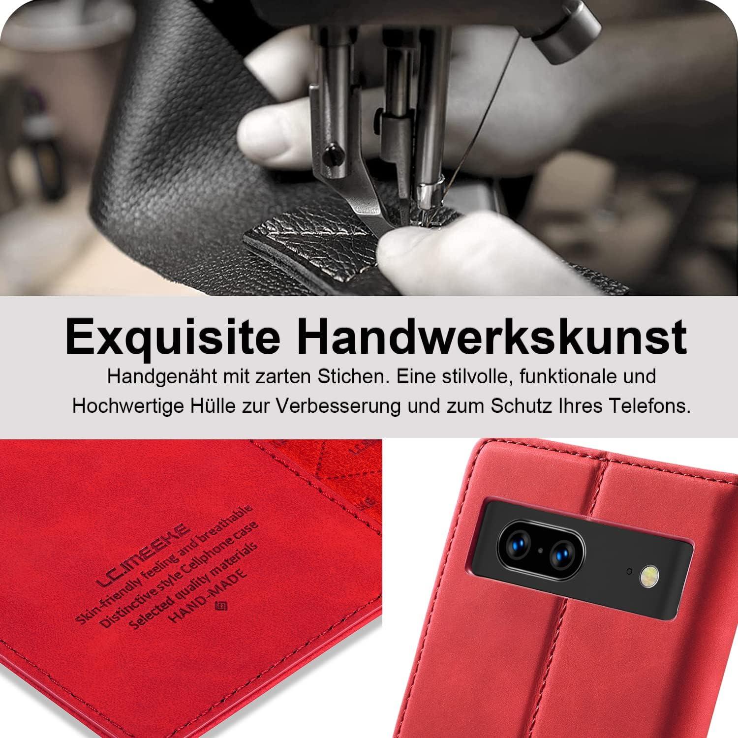 Google Pixel 7 Pro Handyhülle Leder mit Schutzfolie Klappbar