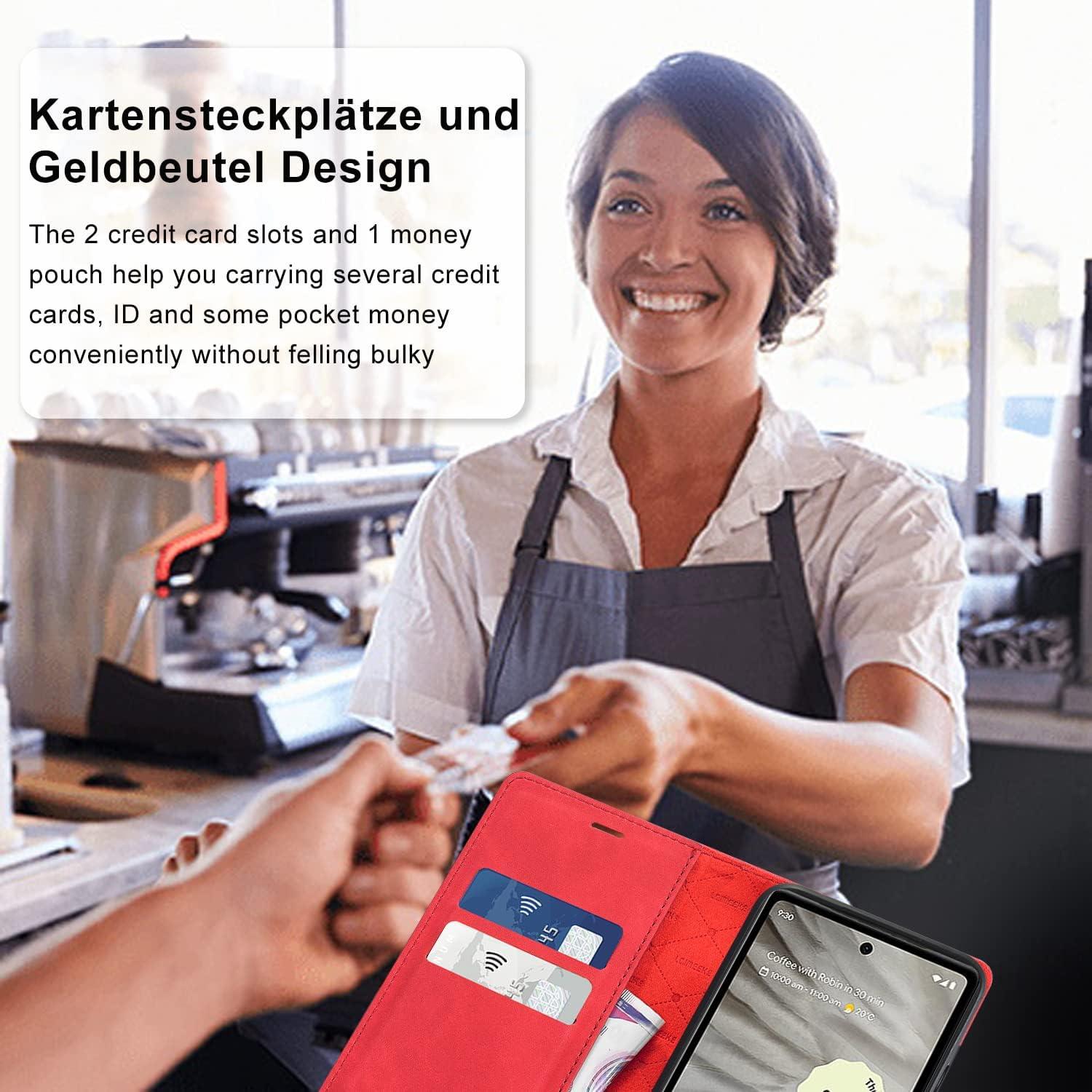 Google Pixel 7 Pro Hülle Leder mit Standfunktion und Kartenfächern