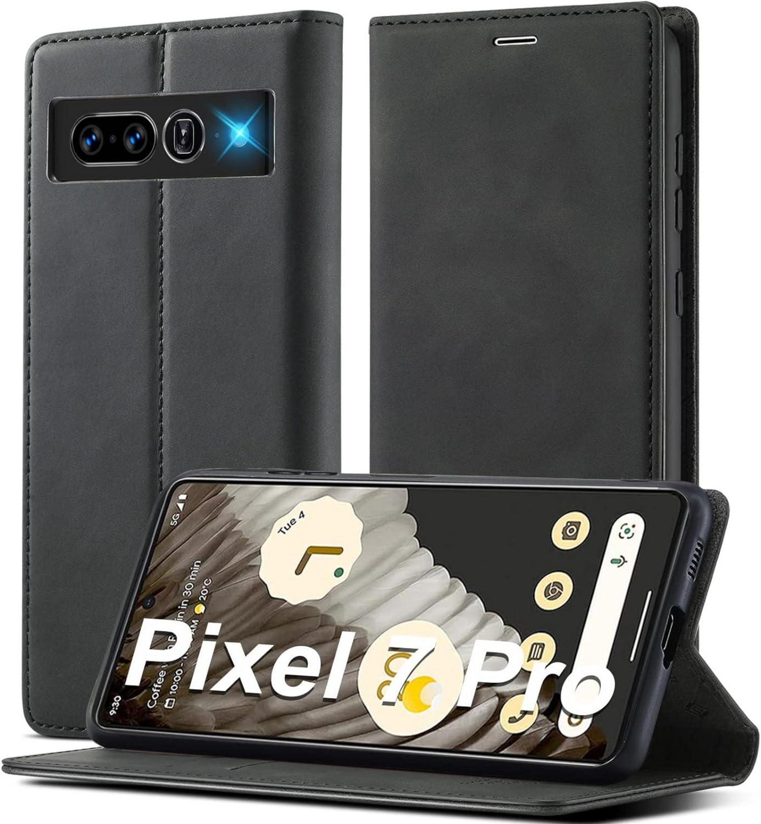 Google Pixel 7 Pro - Hülle Leder mit Schutzfolie | Klappbar Wallet