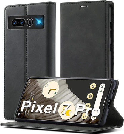 Google Pixel 7 Pro - Hülle Leder mit Schutzfolie | Klappbar Wallet