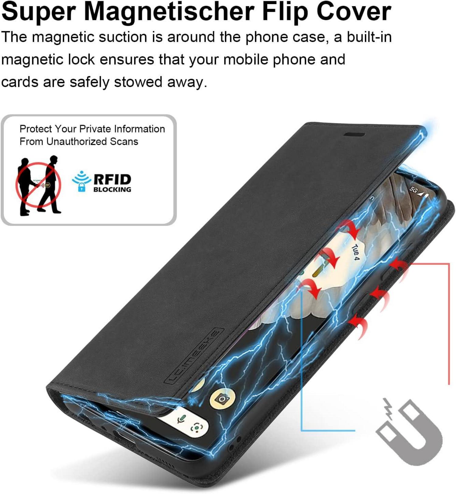 Handyhülle Google Pixel 7 Pro Leder Klapphülle Schutzfolie Wallet Case