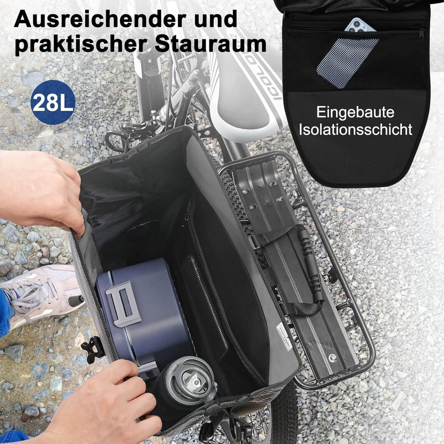Fahrradtasche Gepäckträger 23-28L Wasserdicht Reflektoren Umhängetasche Grau