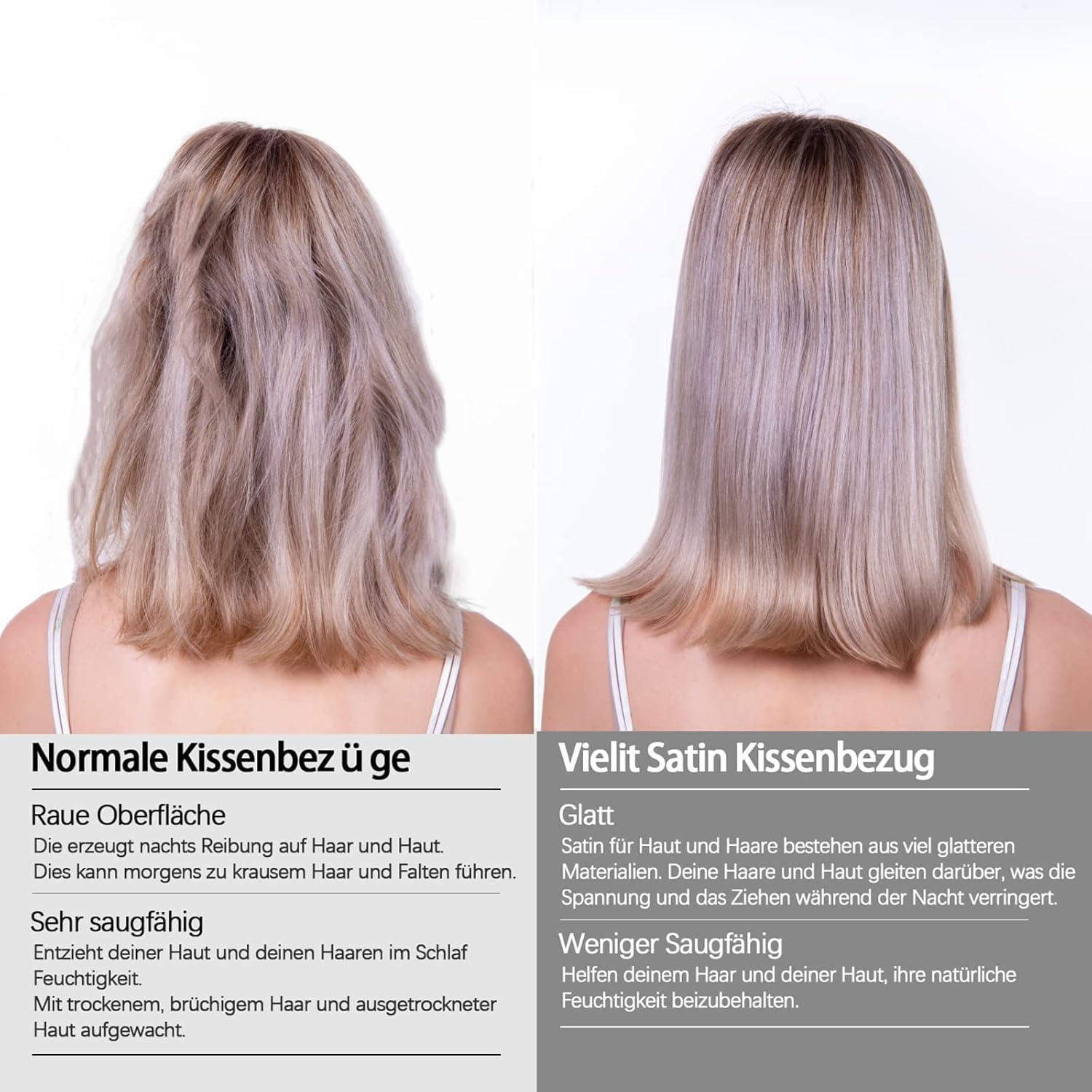 Satin Kissenbezug 65x65 2er Set Weich Seide Curly Haar Reißverschluss Rot