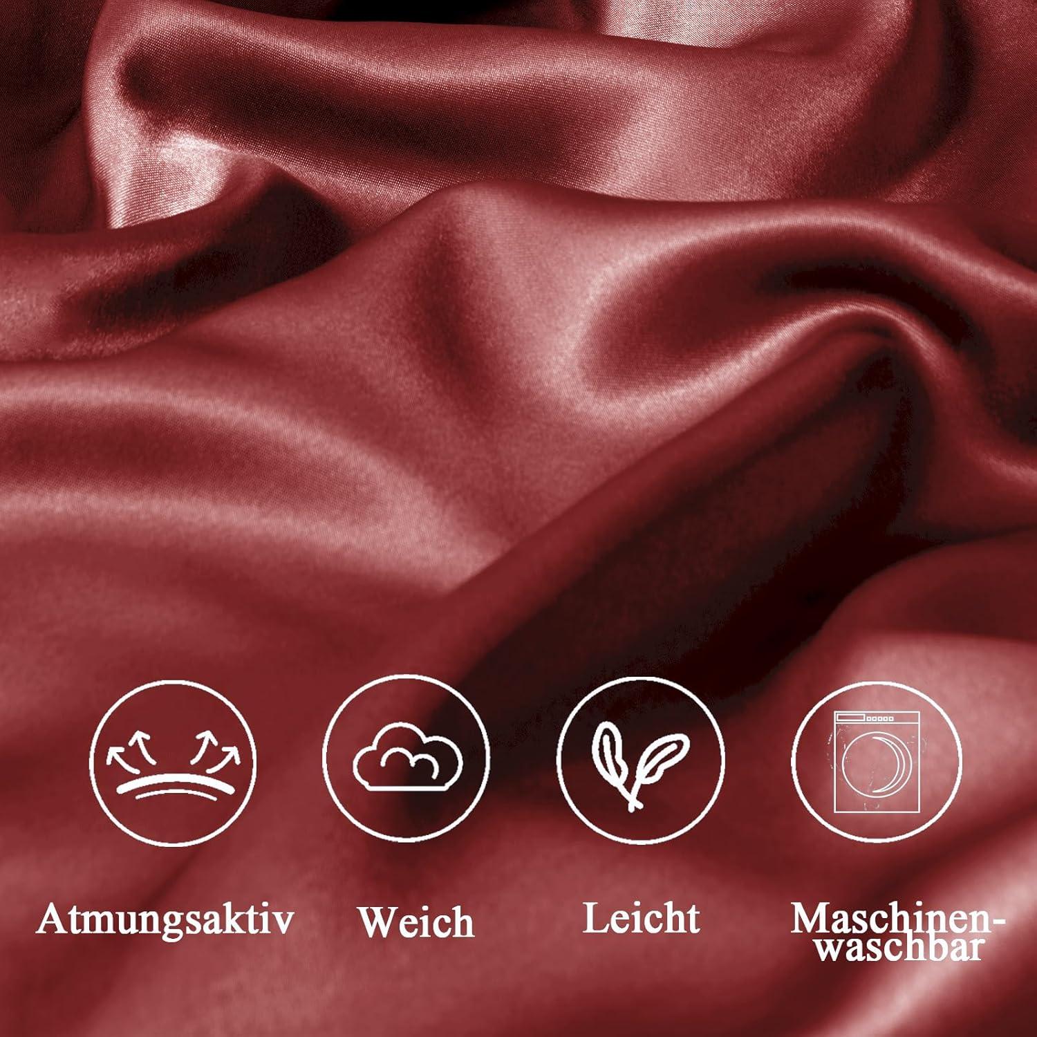 Satin Kissenbezug 65x65 2er Set Weich wie Silk für Curly Haar Rot