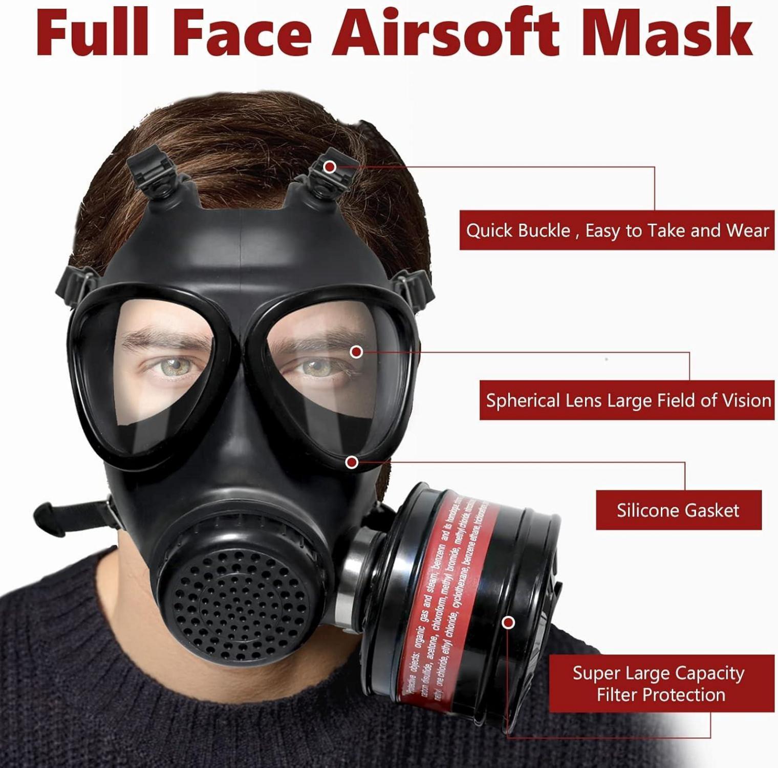 Vollgesichts-Atemschutzmaske mit 40 mm Aktivkohlefilter für