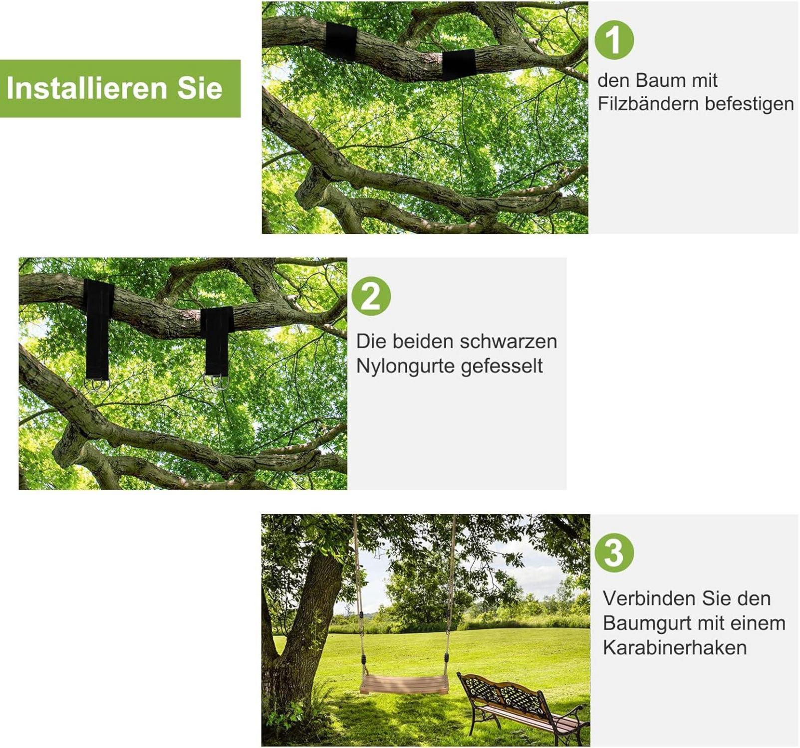 Holzschaukel Outdoor Kinder Erwachsene höhenverstellbar Garten Schaukel 100 kg