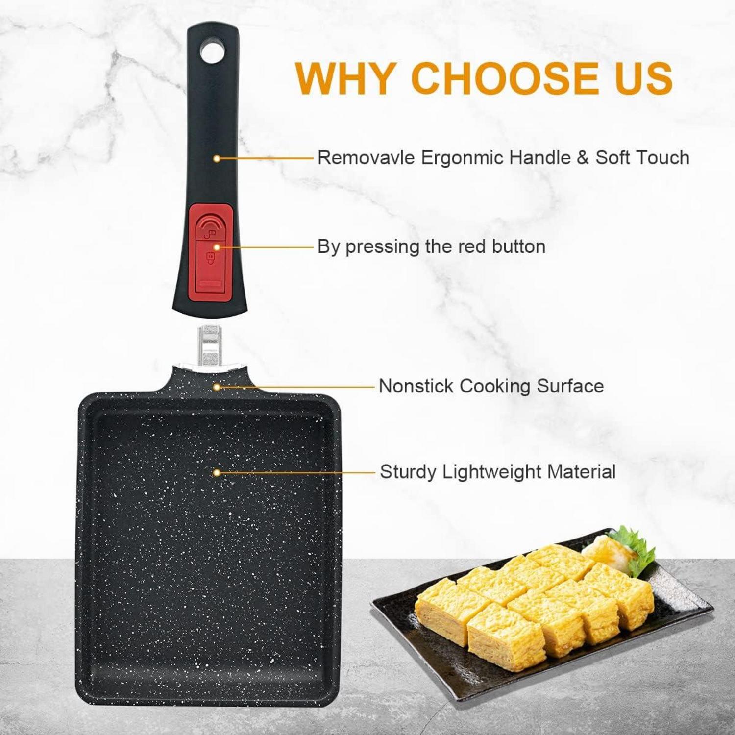 Bobikuke Tamagoyaki Pfanne Antihaft 19x16 cm, Abnehmbarer