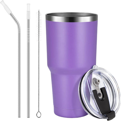 Livole 30oz Thermobecher Kaffee to go Camping Tasse Edelstahl Becher Strohhalm Isolierter Vakuum Reisebecher Lila