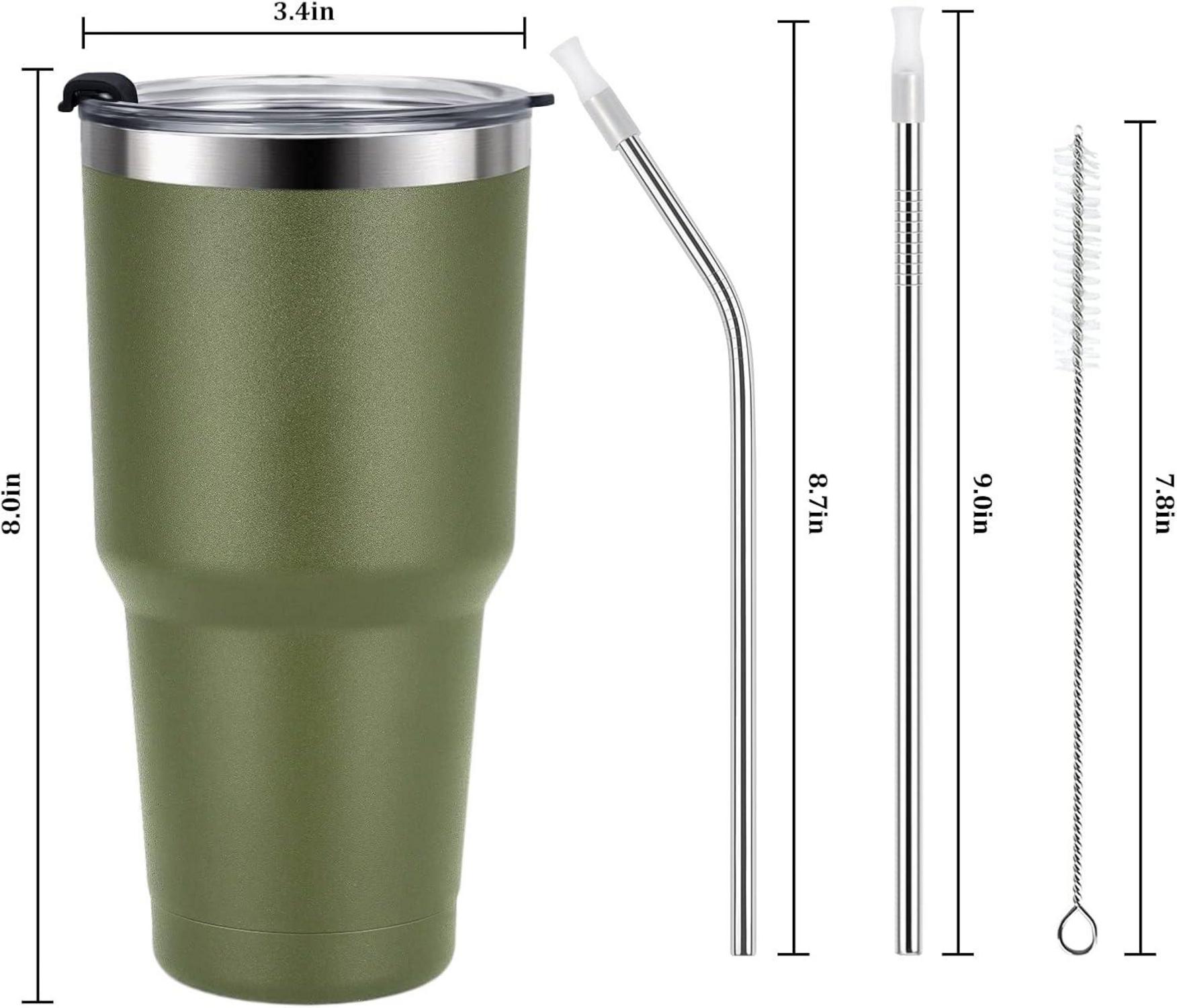 Livole 30oz Trinkbecher Edelstahl Isolierter Kaffeebecher Strohhalm Armee Grün