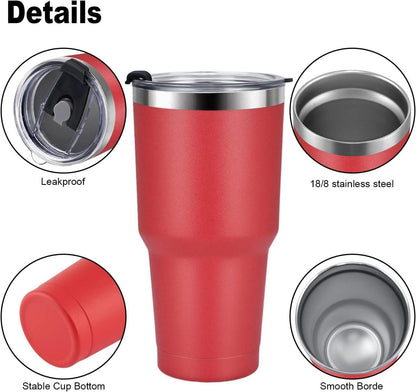 Trinkbecher 900ml Frauen Männer Thermobecher Kaffee Camping Tasse Rot