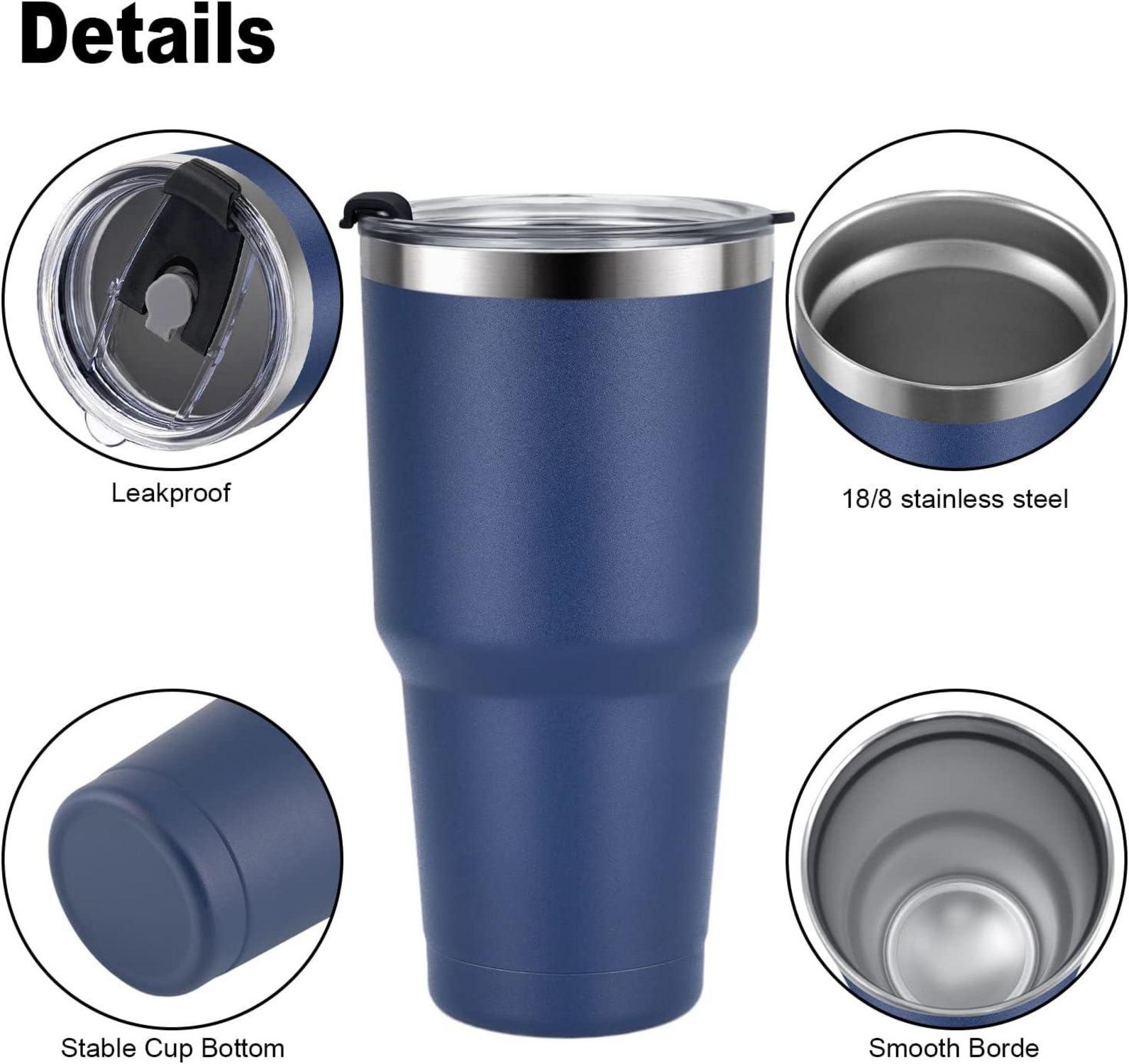 Livole 30oz Thermobecher Edelstahl Trinkbecher Isoliert Strohhalm Blau